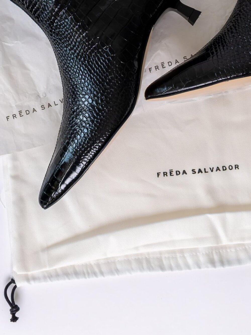 FREDA SALVADOR Lanna Croc-Effect Leather Boots – New - Picture 5 of 14